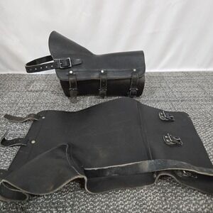 Vintage Black Leather Gaiters Spats 3 Buckle Steampunk Boot Covers Pair